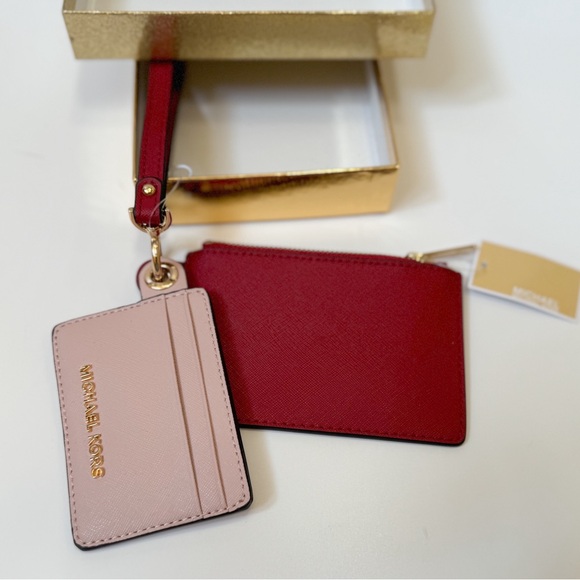 Michael Kors Jet Set Travel Small Card Case Duo Wallet Pink Multi - Picture 3 of 11